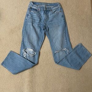 Women's Blue Jeans American Eagle 90's straight ripped size 0